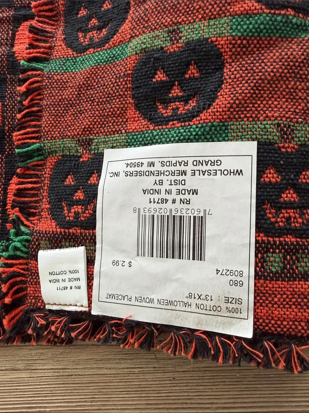 Halloween Woven Pumpkin Placemats Set of 4